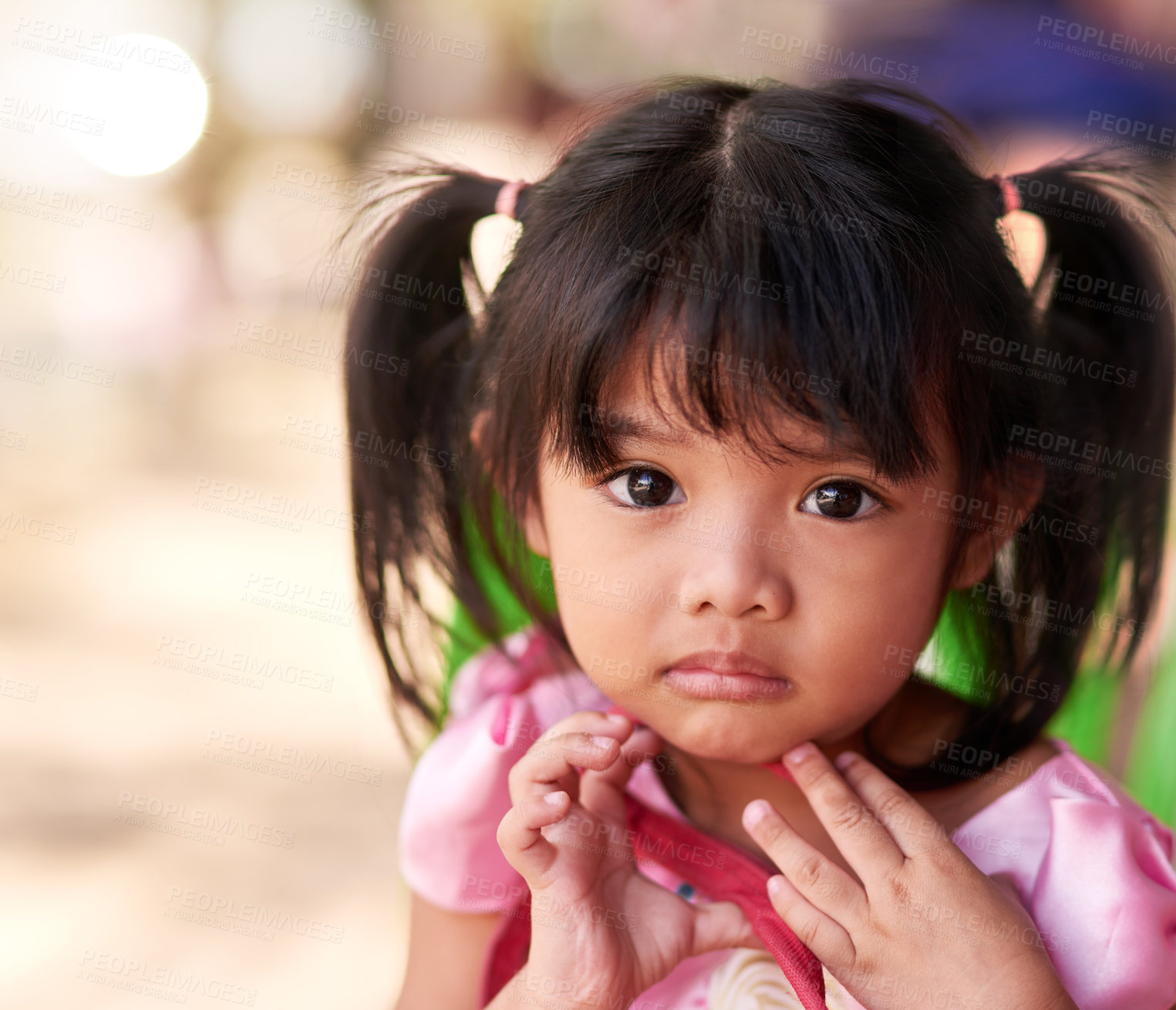 Buy stock photo Portrait of a little girl spending time outdoors