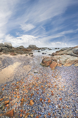 Buy stock photo Rocky coast of Western Cape, South Africa.