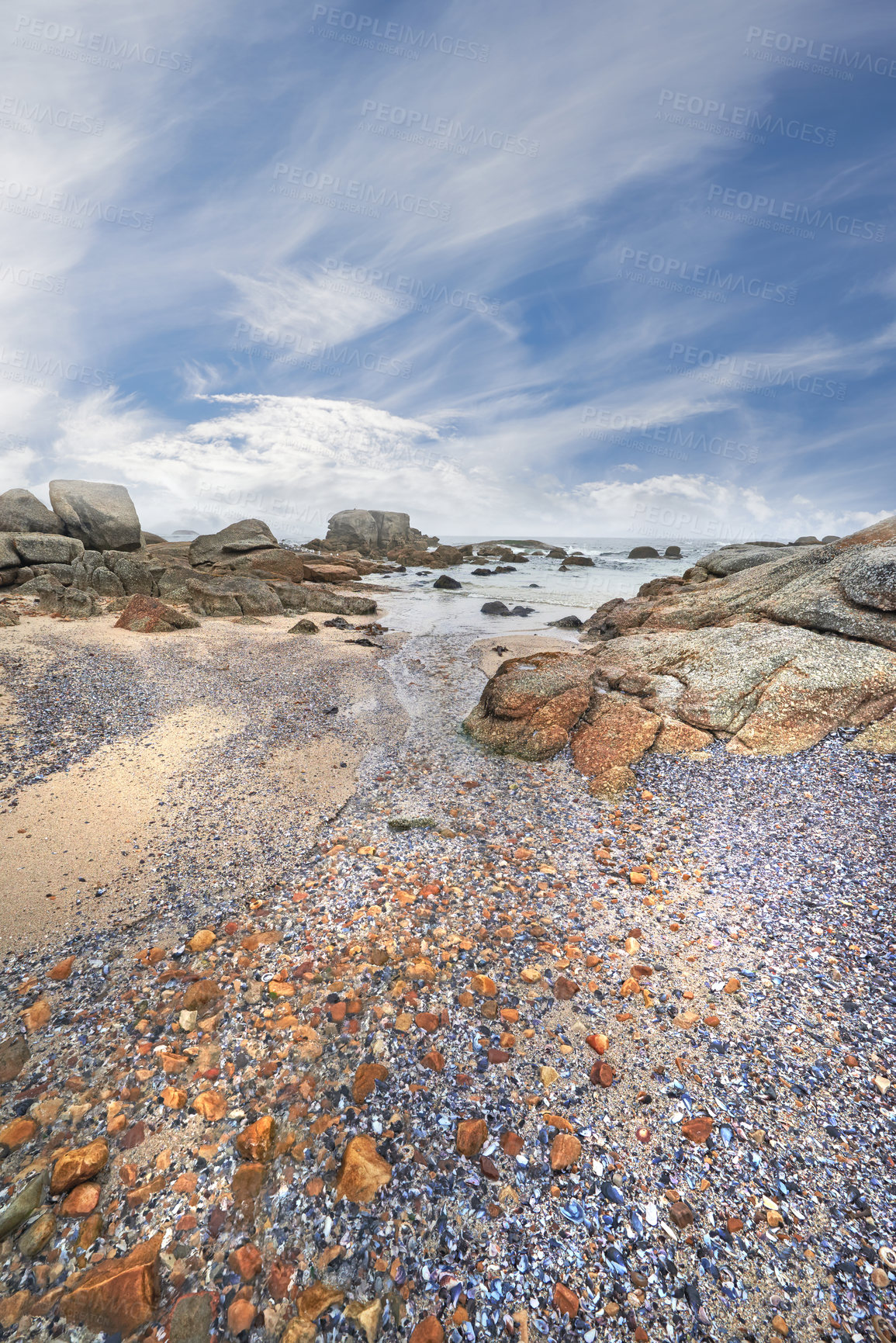 Buy stock photo Rocky coast of Western Cape, South Africa.