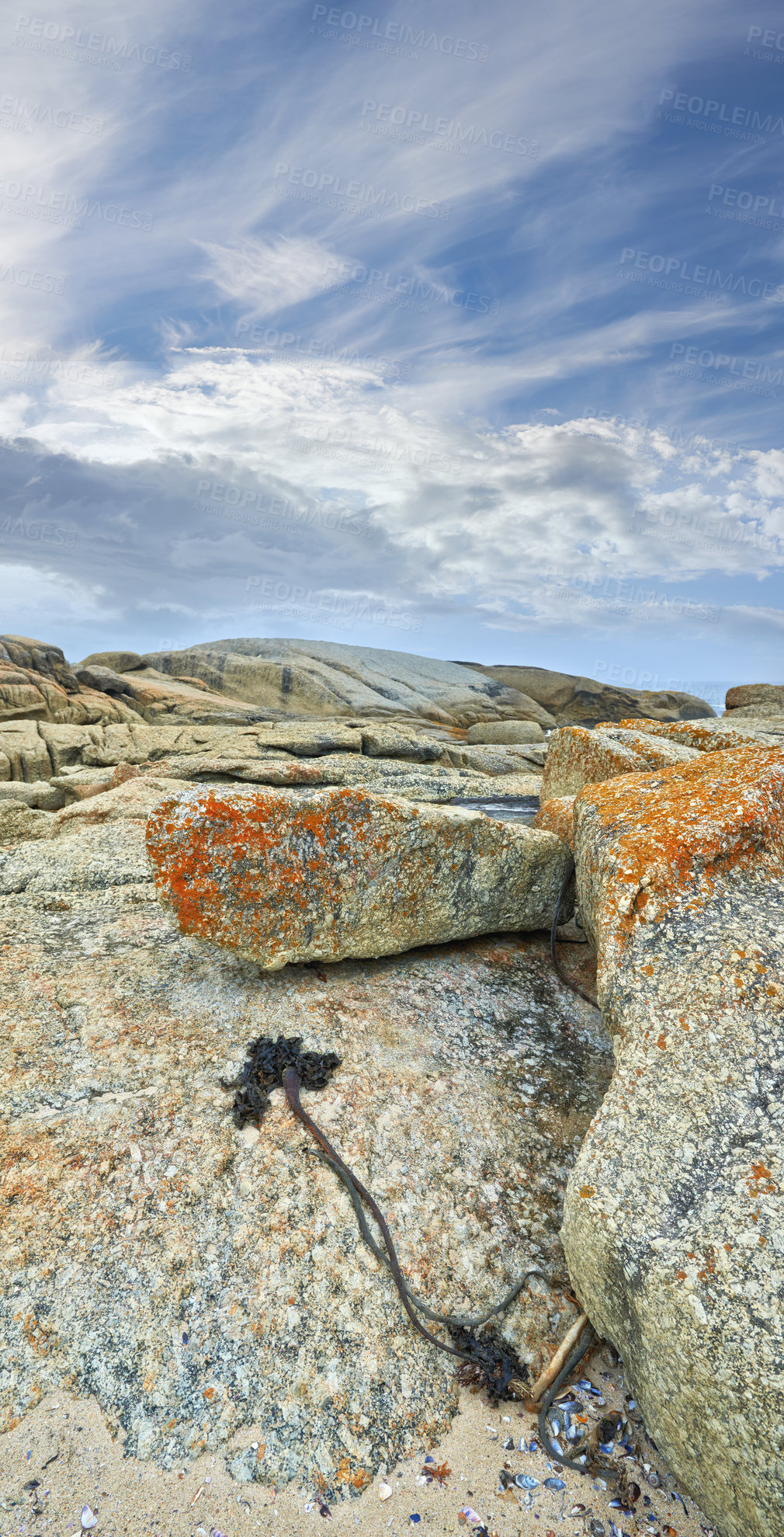 Buy stock photo Rocky coast of Western Cape, South Africa.