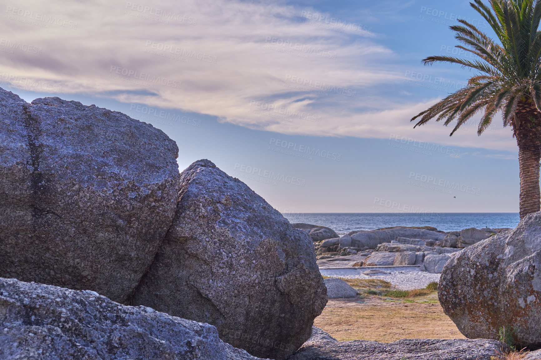 Buy stock photo Rocky coast of Western Cape, South Africa.
