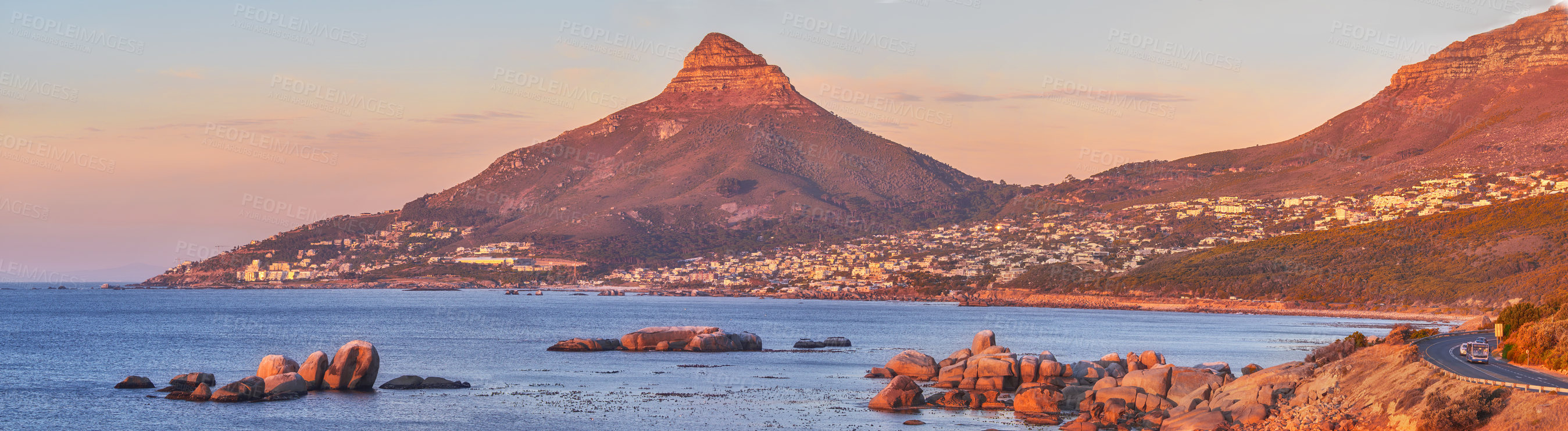 Buy stock photo Rocky coast of Western Cape, South Africa.