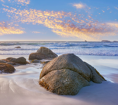 Buy stock photo Rocky coast of Western Cape, South Africa.