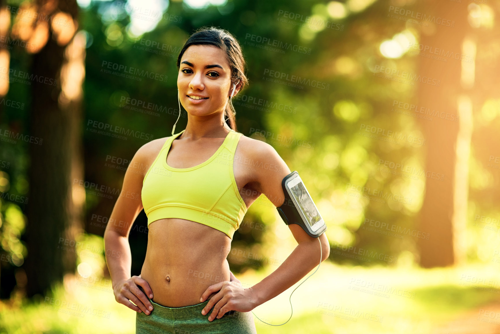 Buy stock photo Shot of a sporty young woman outdoors