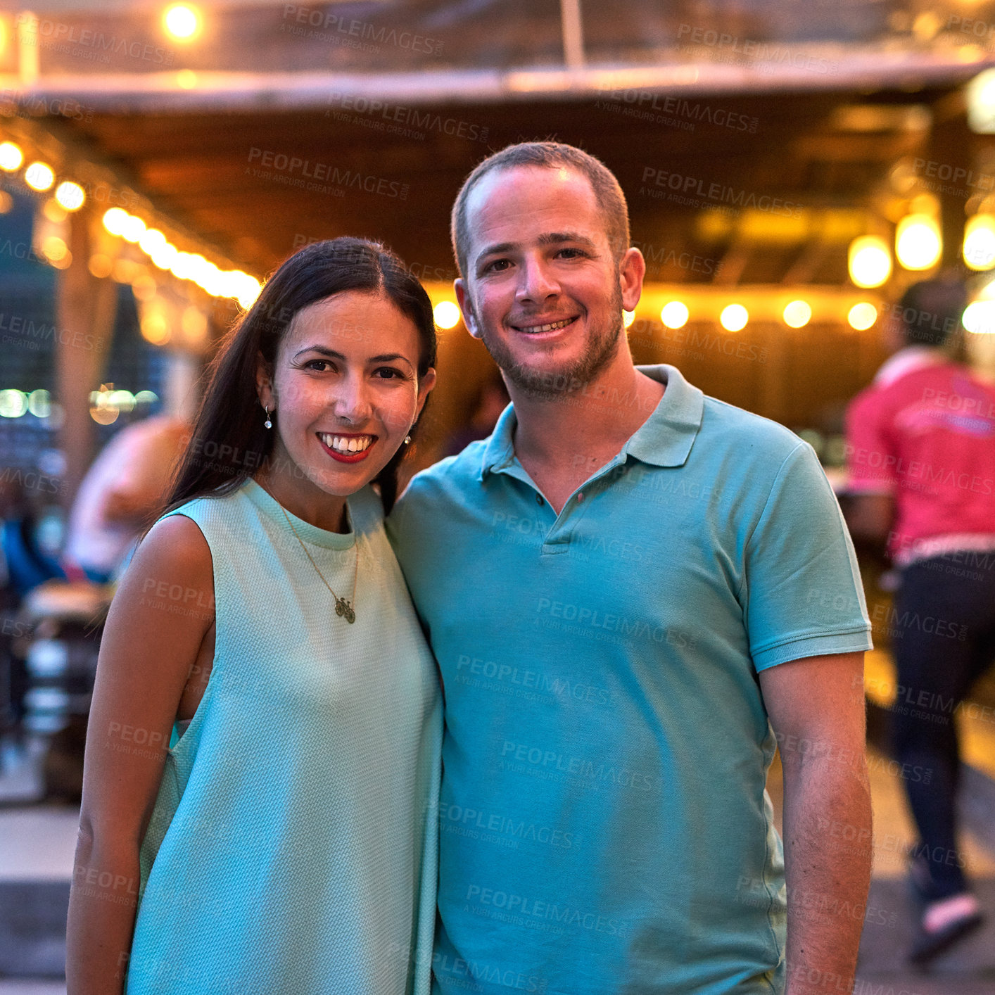 Buy stock photo Portrait of a couple on a date out in the city