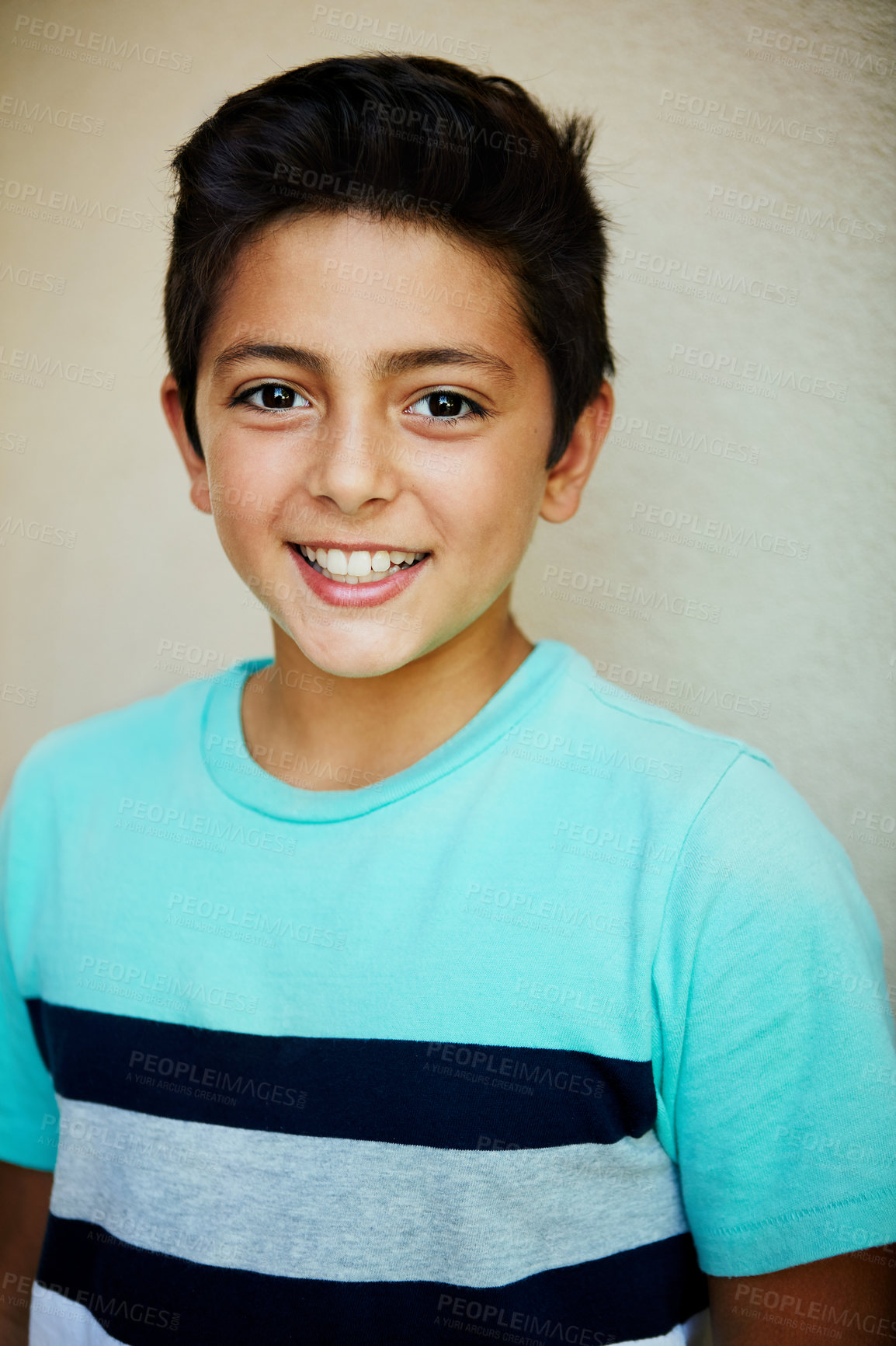 Buy stock photo Studio portrait of a young boy giving you a big smile