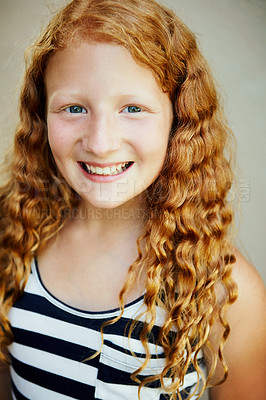 Buy stock photo Studio portrait of a young girl giving you a big smile