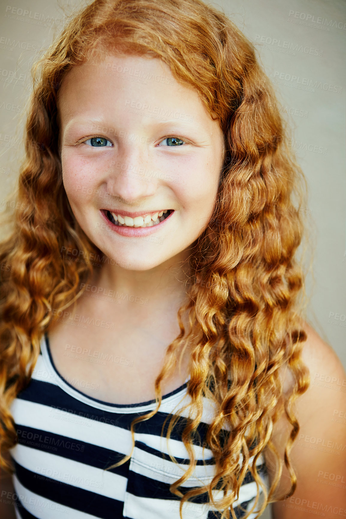 Buy stock photo Studio portrait of a young girl giving you a big smile