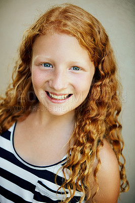 Buy stock photo Studio portrait of a young girl giving you a big smile