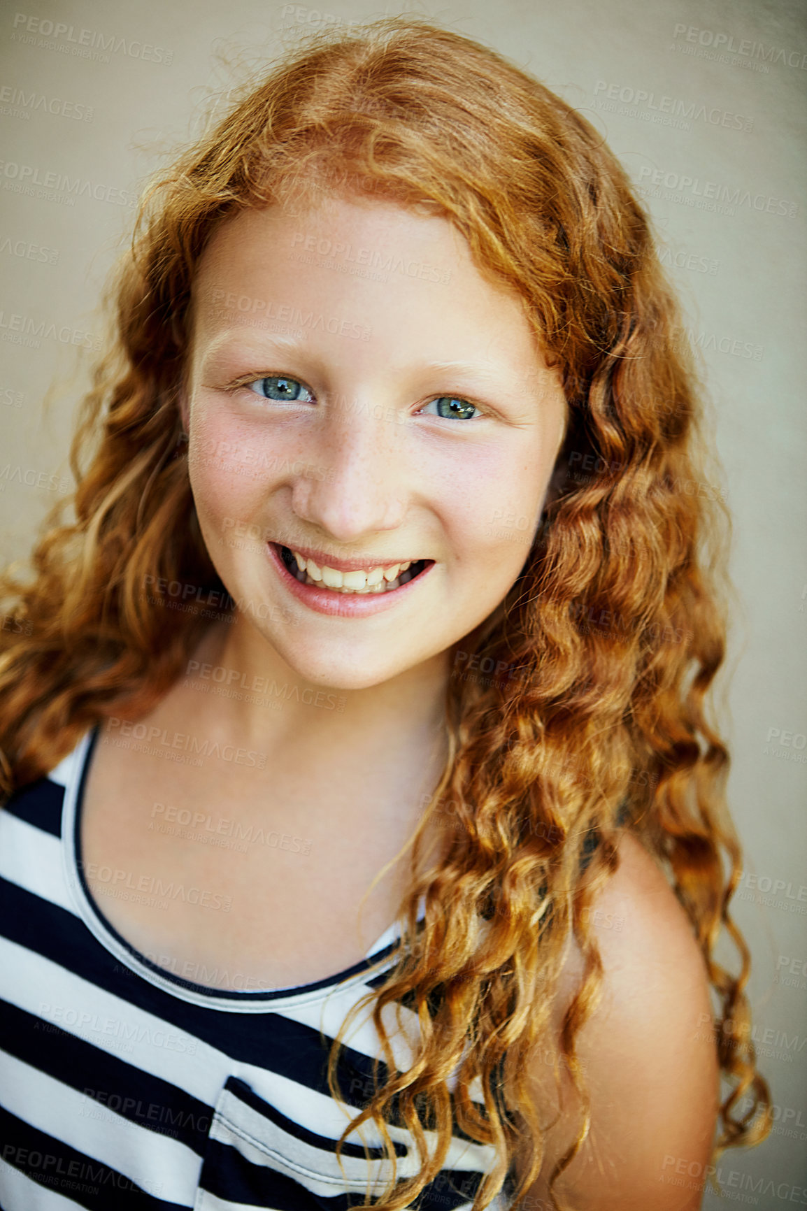 Buy stock photo Studio portrait of a young girl giving you a big smile