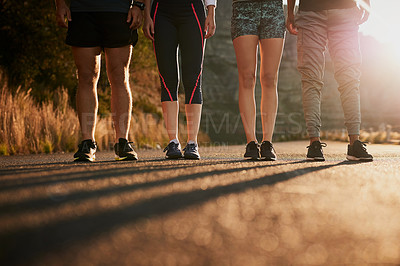 Buy stock photo Cropped shot of a fitness group standing together