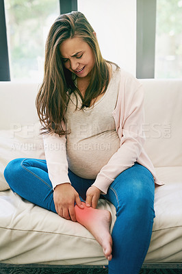 Buy stock photo Shot of a pregnant woman at home