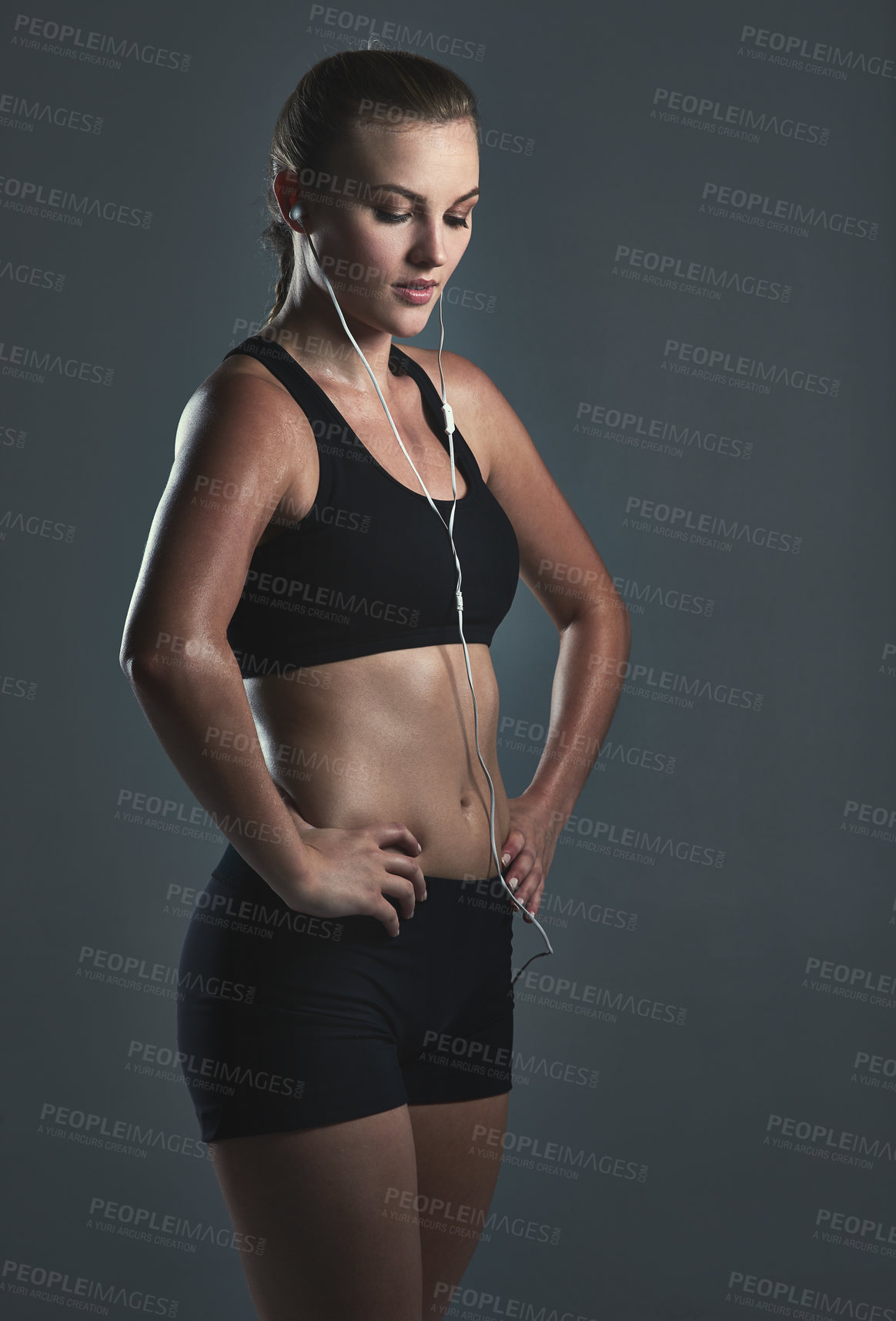 Buy stock photo Studio shot of a sporty young woman