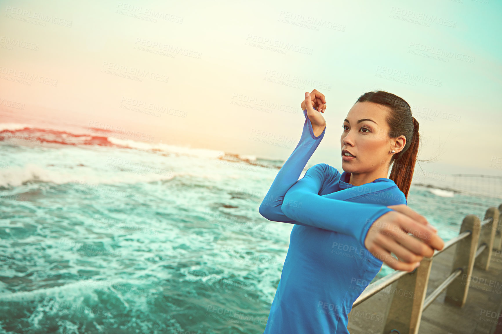 Buy stock photo Shot of a young woman out for a run