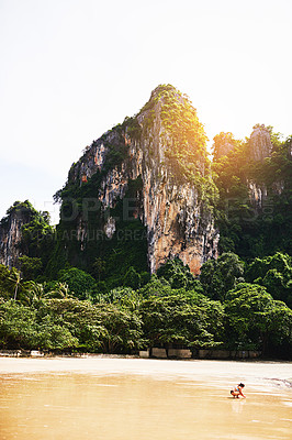 Buy stock photo Shot of a scenic beach landscape