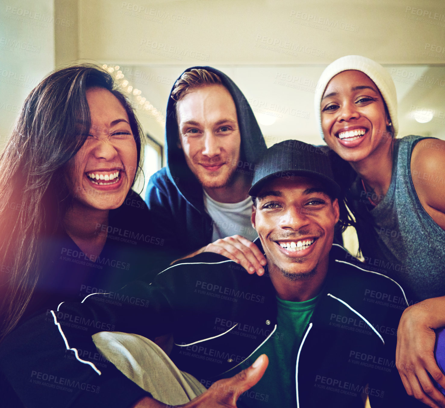 Buy stock photo Portrait of a group of young dancers in a dance studio