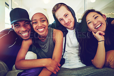 Buy stock photo Portrait of a group of young dancers in a dance studio