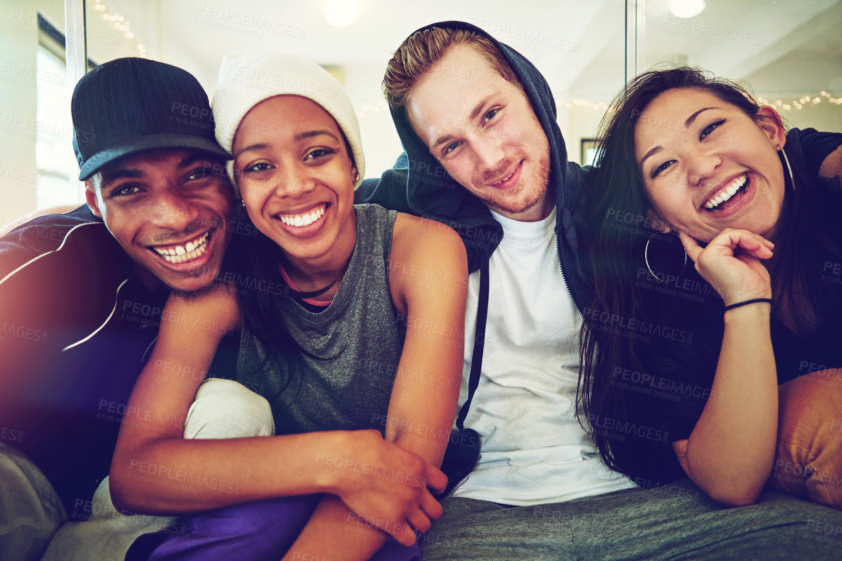 Buy stock photo Portrait of a group of young dancers in a dance studio