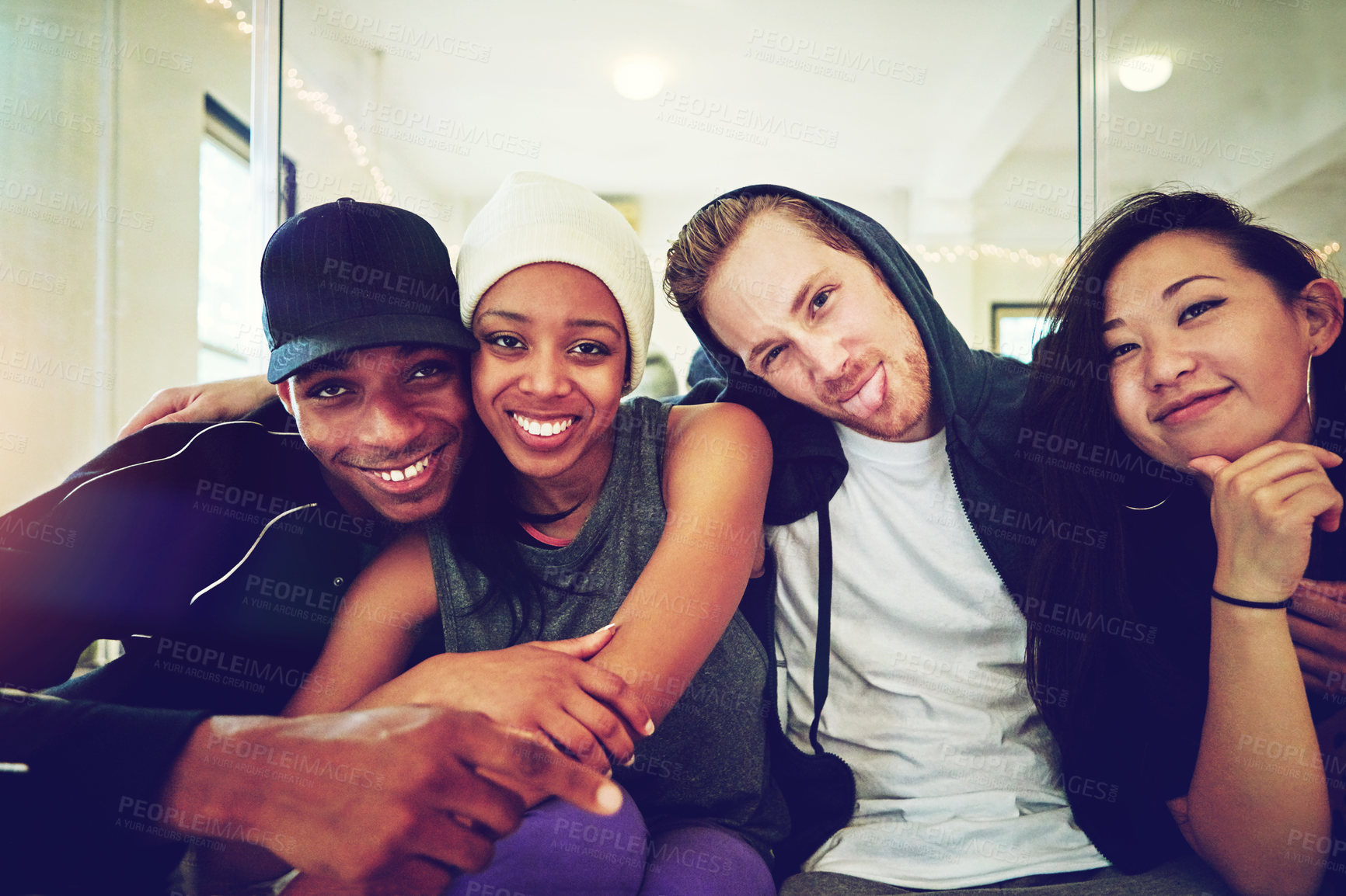 Buy stock photo Portrait of a group of young dancers in a dance studio