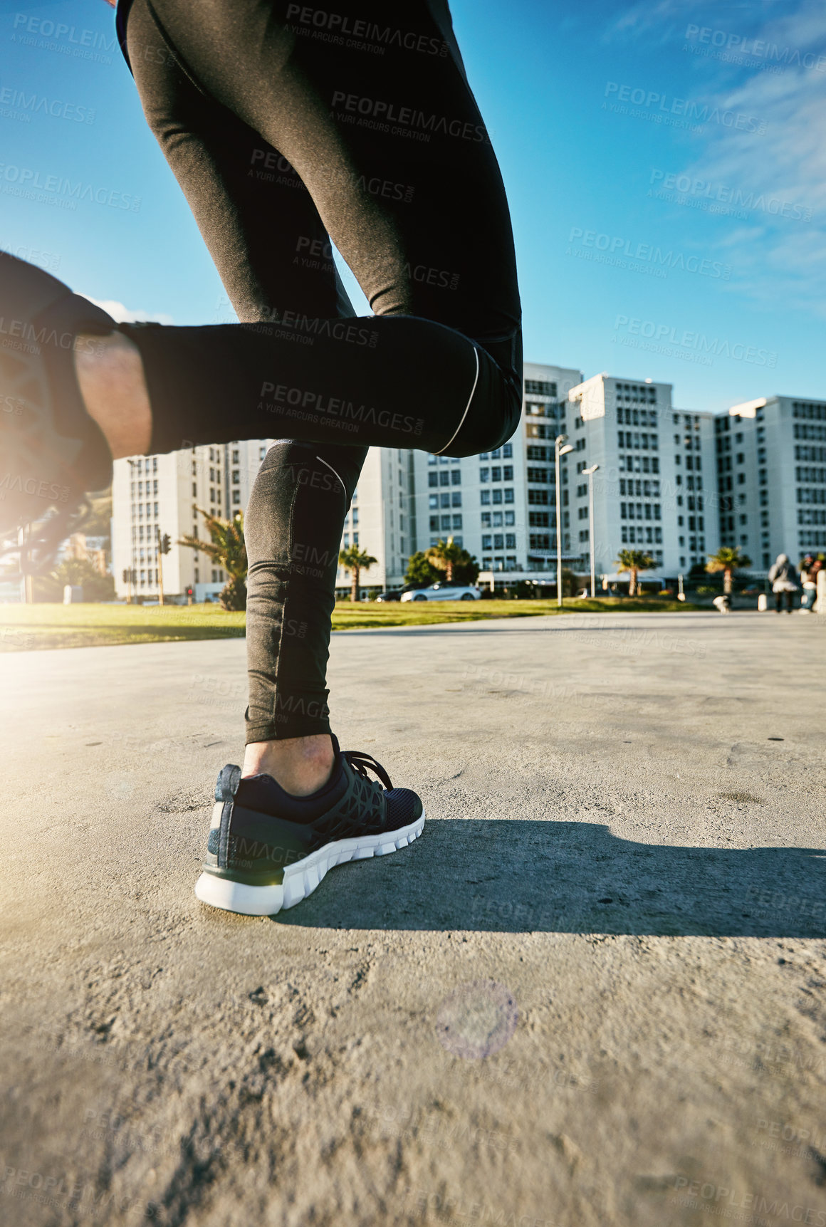 Buy stock photo Cropped shot of a man out for a run