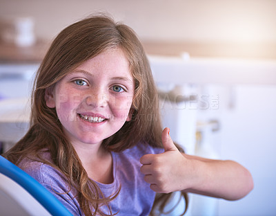 Buy stock photo Cropped shot of a little girl at the dentist for a checkup
