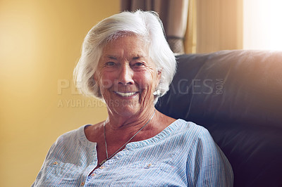 Buy stock photo Cropped portrait of a happy senior woman retirement home