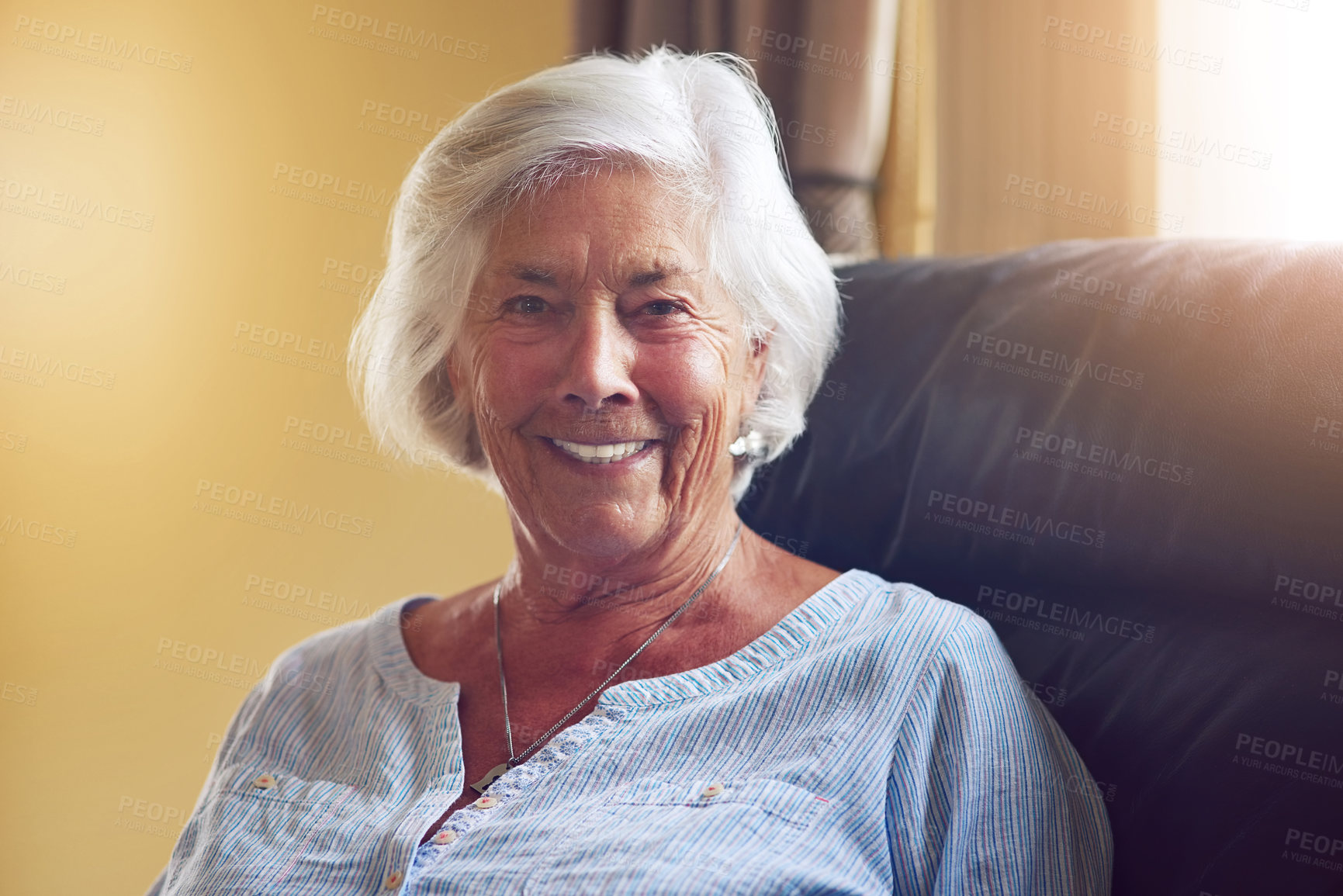 Buy stock photo Cropped portrait of a happy senior woman retirement home