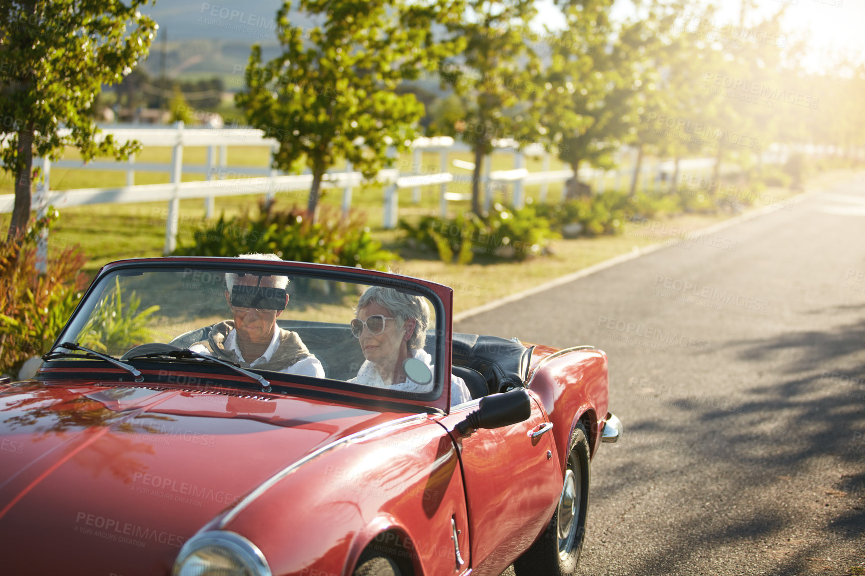 Buy stock photo Shot of a senior couple going on a road trip 