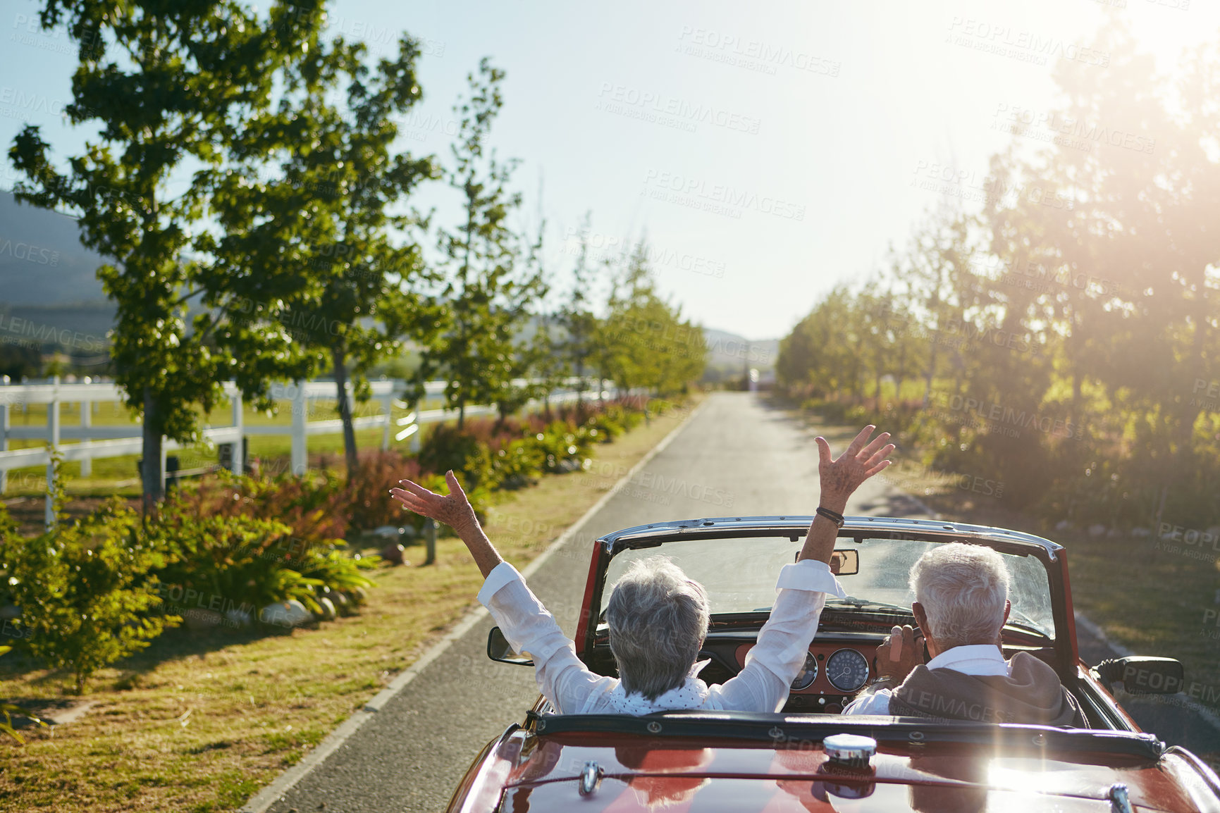 Buy stock photo Shot of a senior couple going on a road trip 