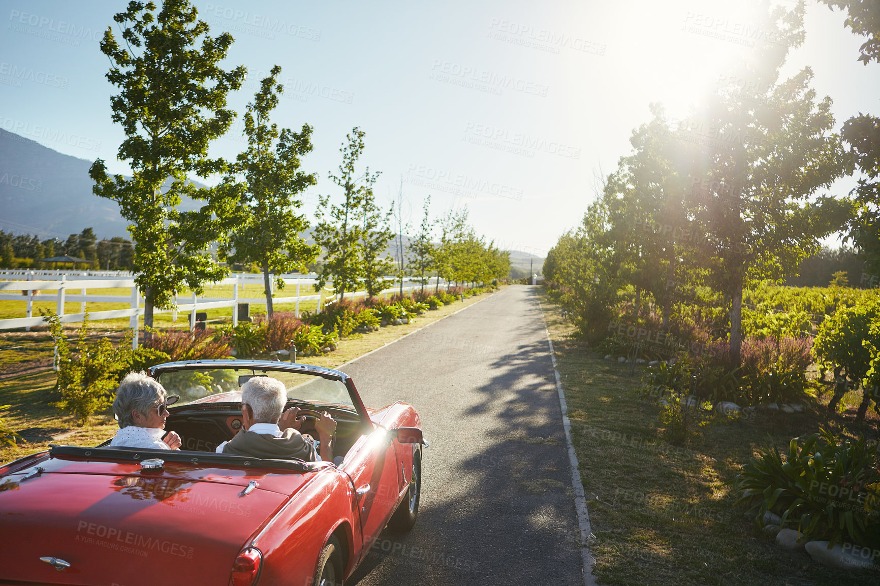 Buy stock photo Shot of a senior couple going on a road trip 