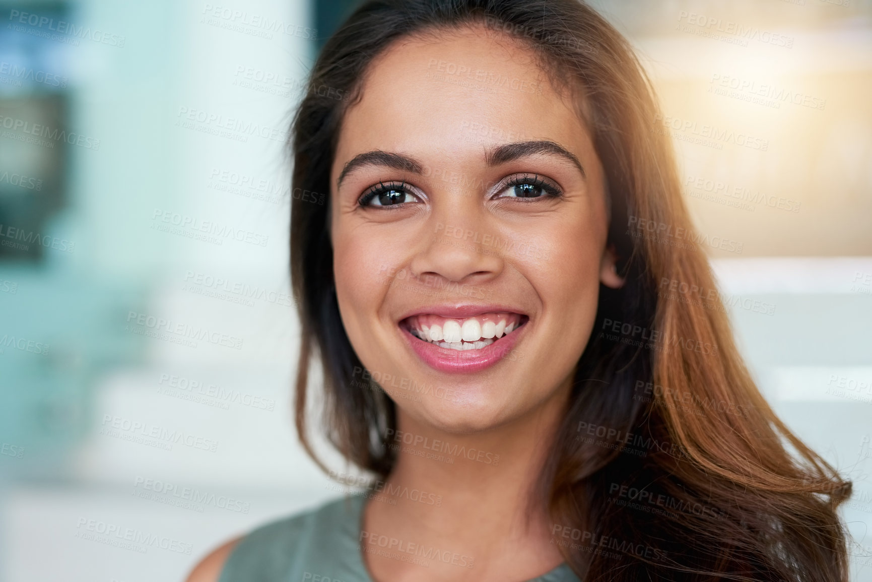 Buy stock photo Portrait of a young businesswoman posing in an office