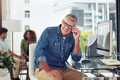 Buy stock photo Cropped portrait of a mature male designer working in the office