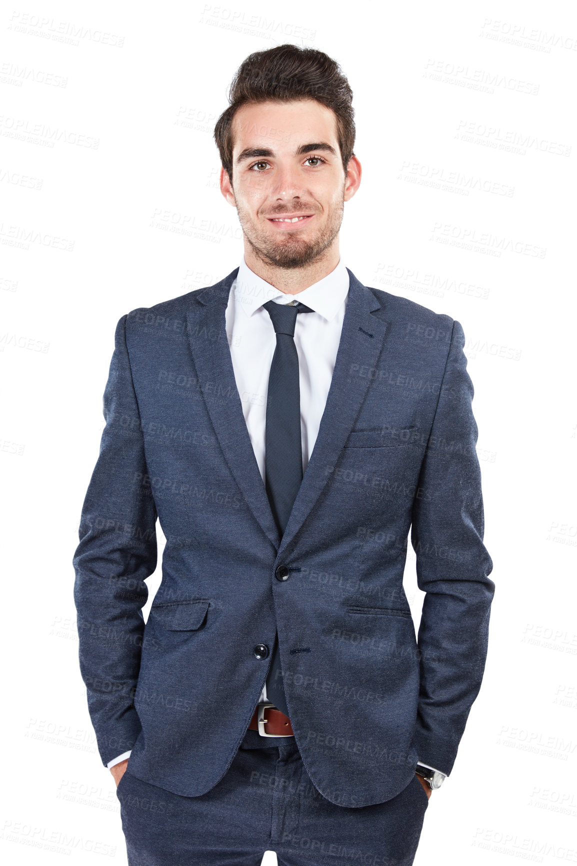 Buy stock photo Studio shot of a young businessman isolated on white