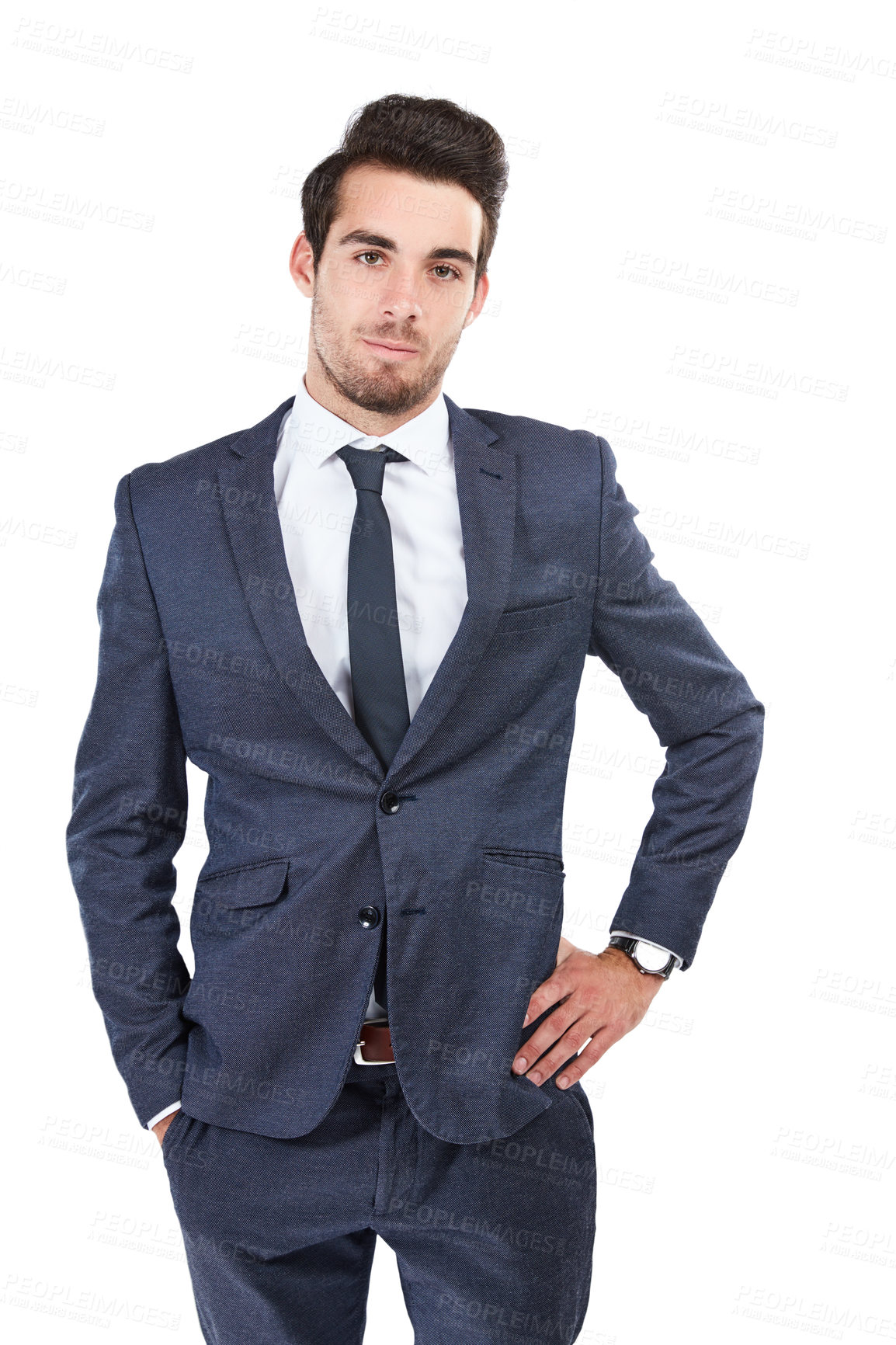 Buy stock photo Studio shot of a young businessman isolated on white