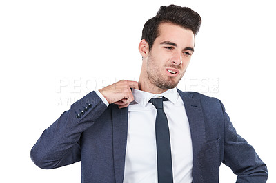 Buy stock photo Studio shot of a young businessman isolated on white