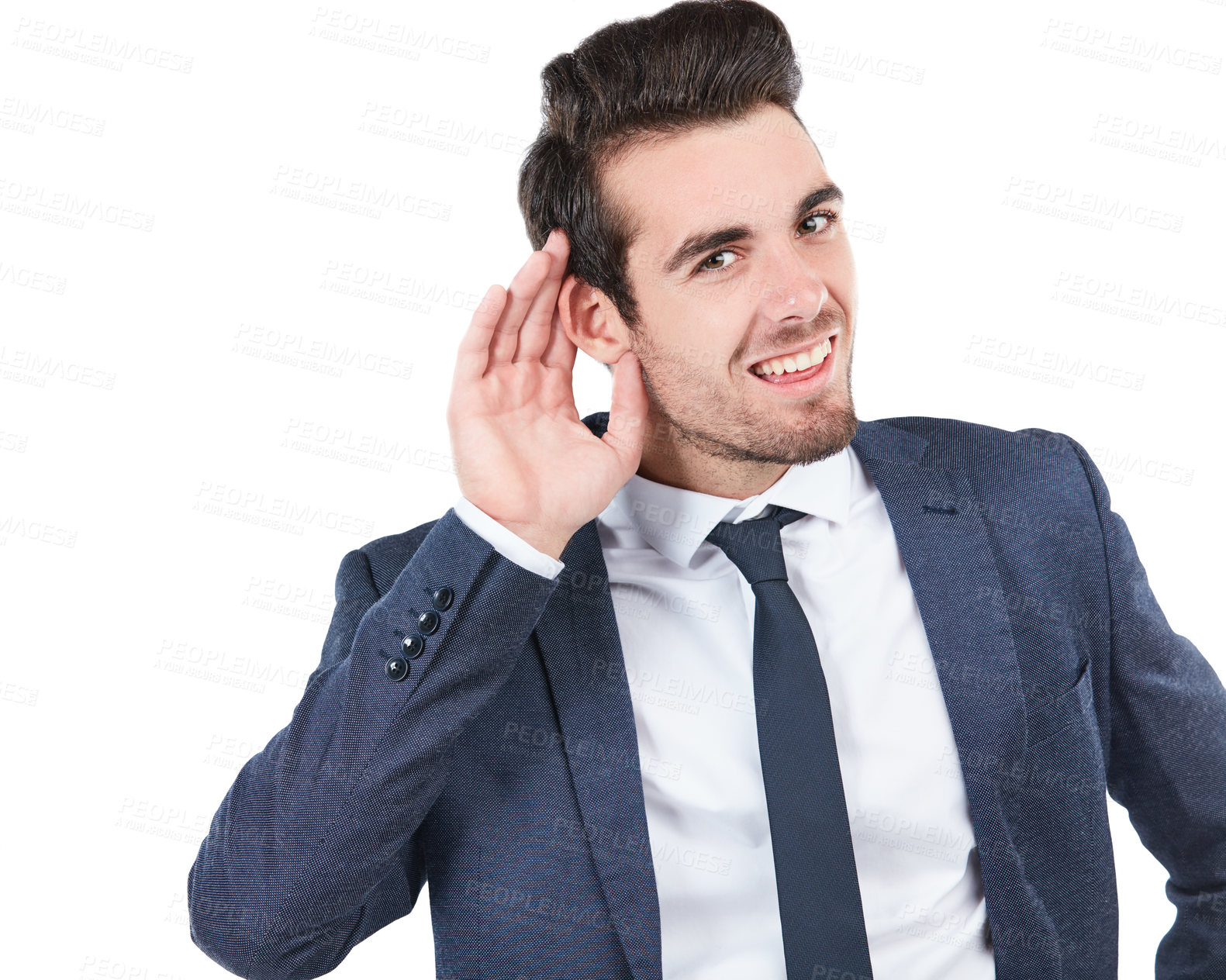 Buy stock photo Studio shot of a young businessman isolated on white