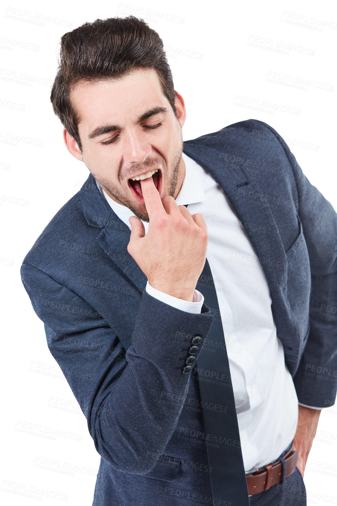 Buy stock photo Studio shot of a young businessman isolated on white