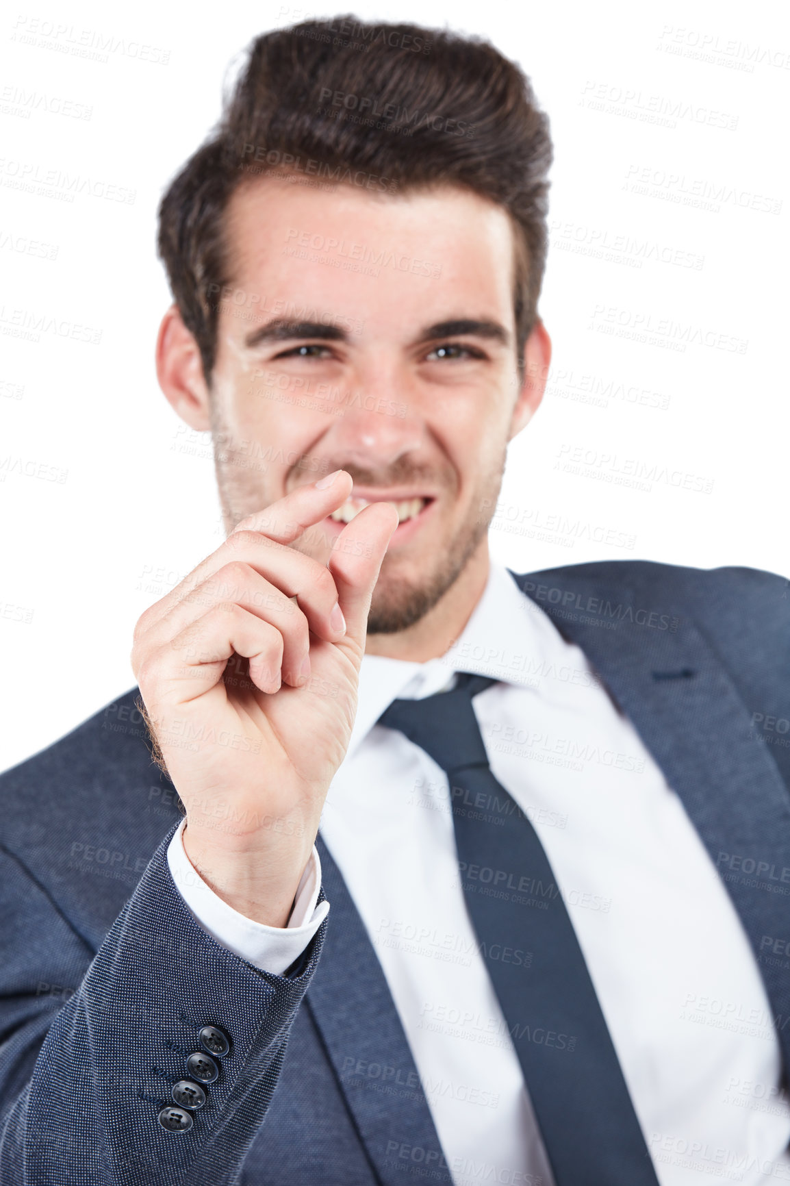 Buy stock photo Studio shot of a young businessman isolated on white