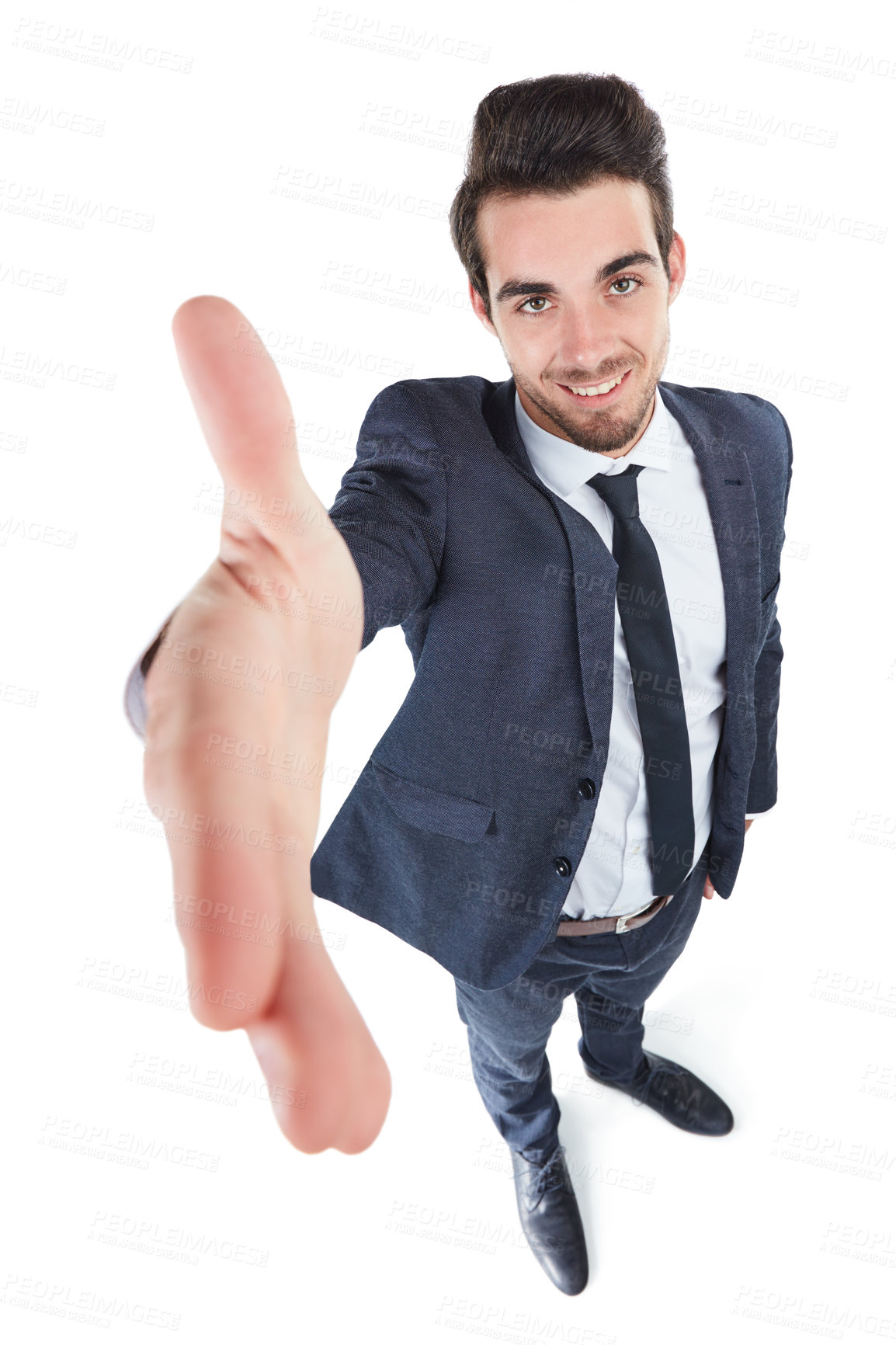 Buy stock photo Studio shot of a young businessman isolated on white