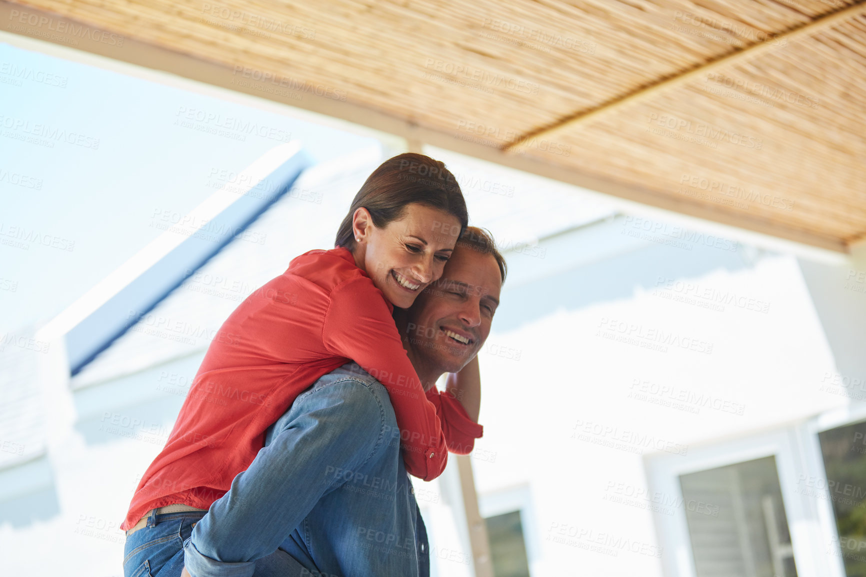 Buy stock photo Shot of a mature couple enjoying the day outside together