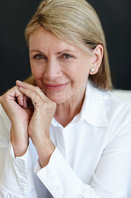 Buy stock photo Manager mature and woman with confidence in portrait, for corporate for business success in workplace. Female person, executive and management with trust for lawyer, ambition and pride in office