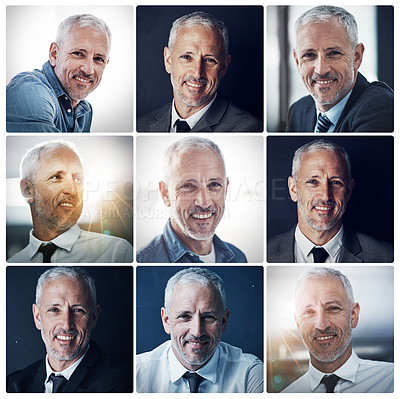 Buy stock photo Composite shot of a mature businessman smiling confidently