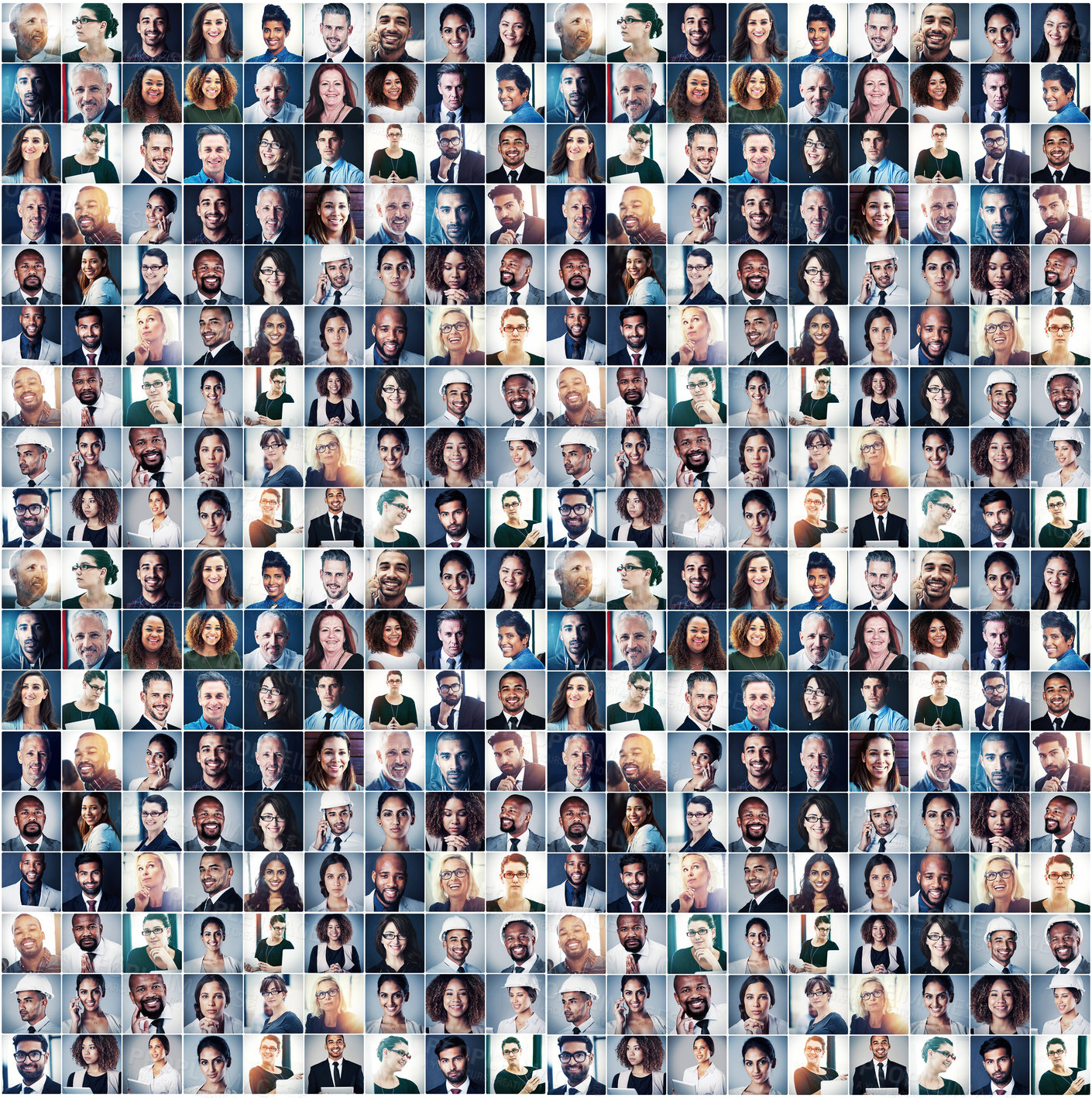 Buy stock photo Composite portrait of a group of diverse businesspeople