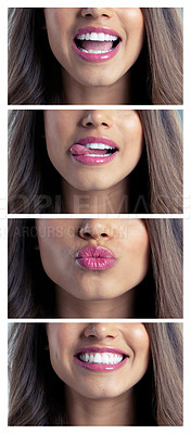 Buy stock photo Composite image of a woman's pink lips