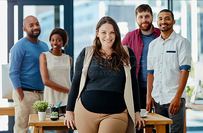 Buy stock photo Cropped portrait of a team of young designers in their office