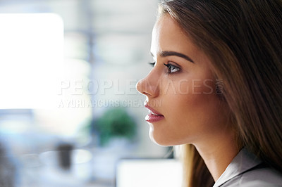 Buy stock photo Profile shot of a confident young businesswoman in an office