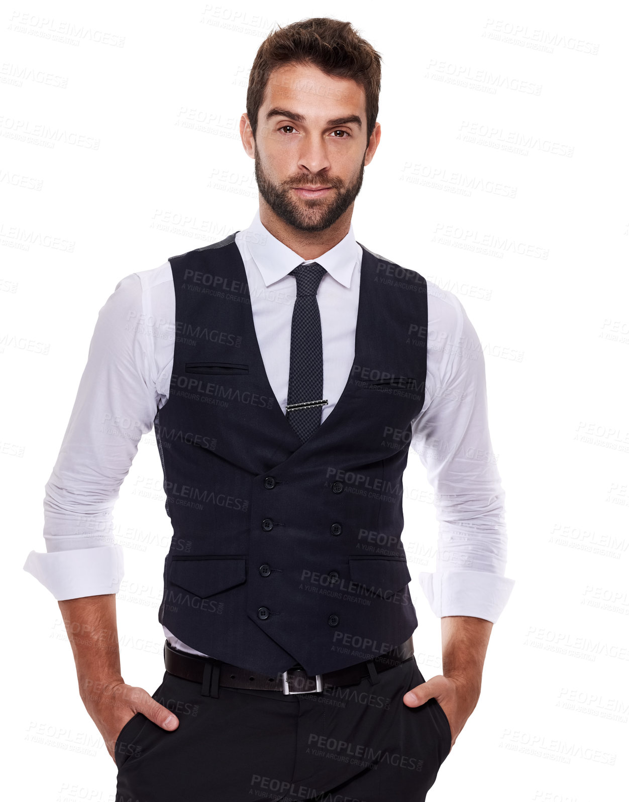 Buy stock photo Studio, confident and portrait of businessman for fashion, stylish and luxury for aesthetic of suit. Adult, guy and male person in white background, gentleman and professional for job and career