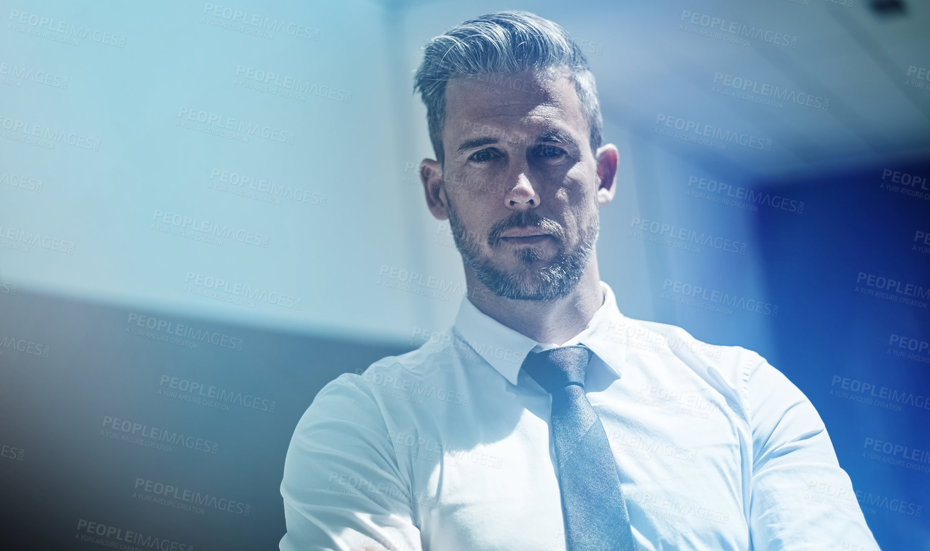 Buy stock photo Portrait of a corporate businessman standing in an office