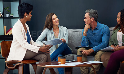 Buy stock photo Shot of a creative team meeting in the office