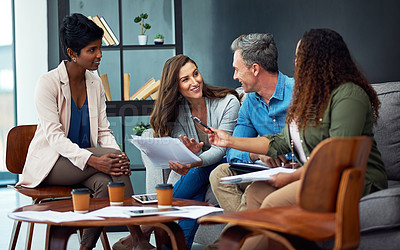 Buy stock photo Shot of a creative team meeting in the office